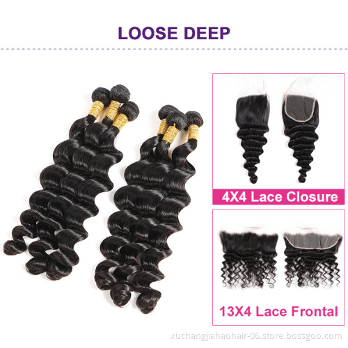 30 40inch Woman`s Romance 100% virgin hair closure loose deep free sample hair bundles 4x4 lace front closure weaves